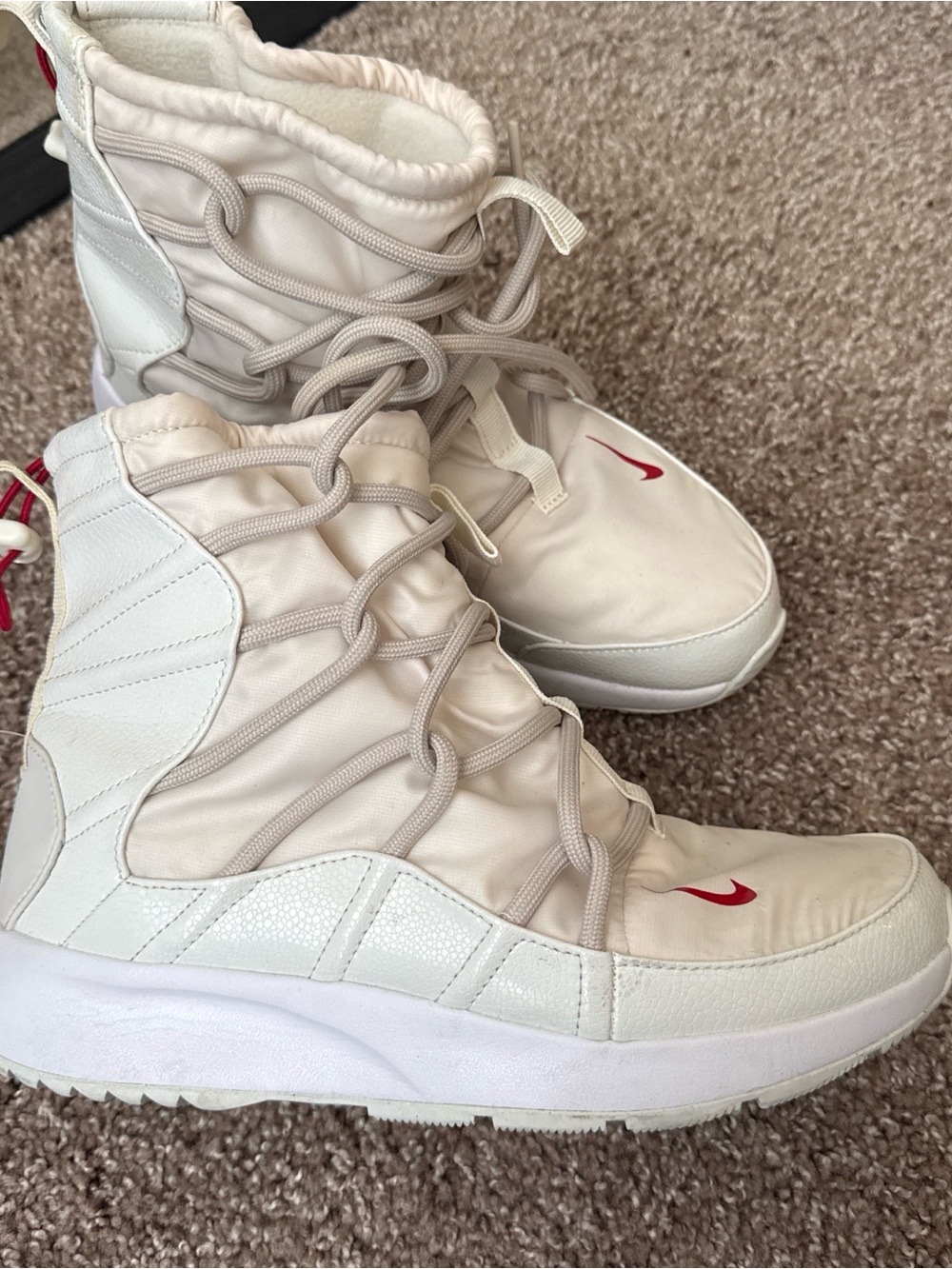 Nike White High-Top Sneakers with Red Accents